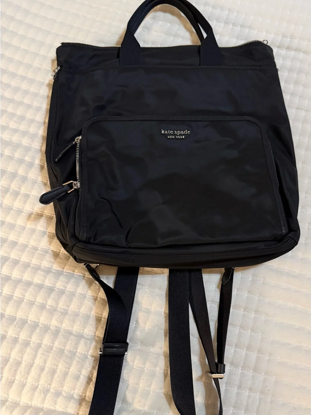 kate spade Black Nylon Convertible Backpack Tote Bag